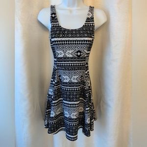 Brand new! Black and white fit and flare mini dress NWOT